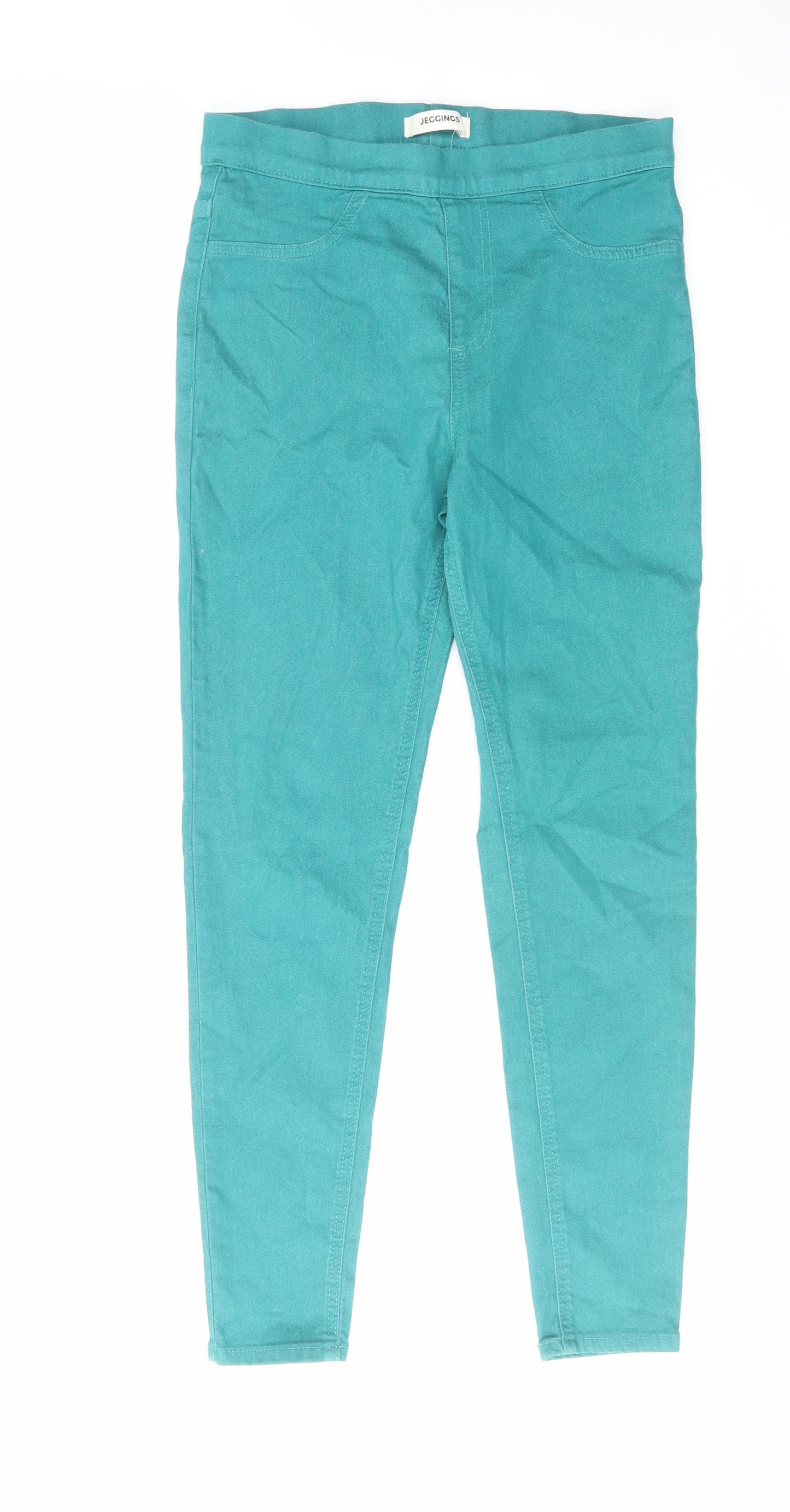 Marks and Spencer Womens Green Cotton Jegging Jeans Size 10 L26 in Regular Zip