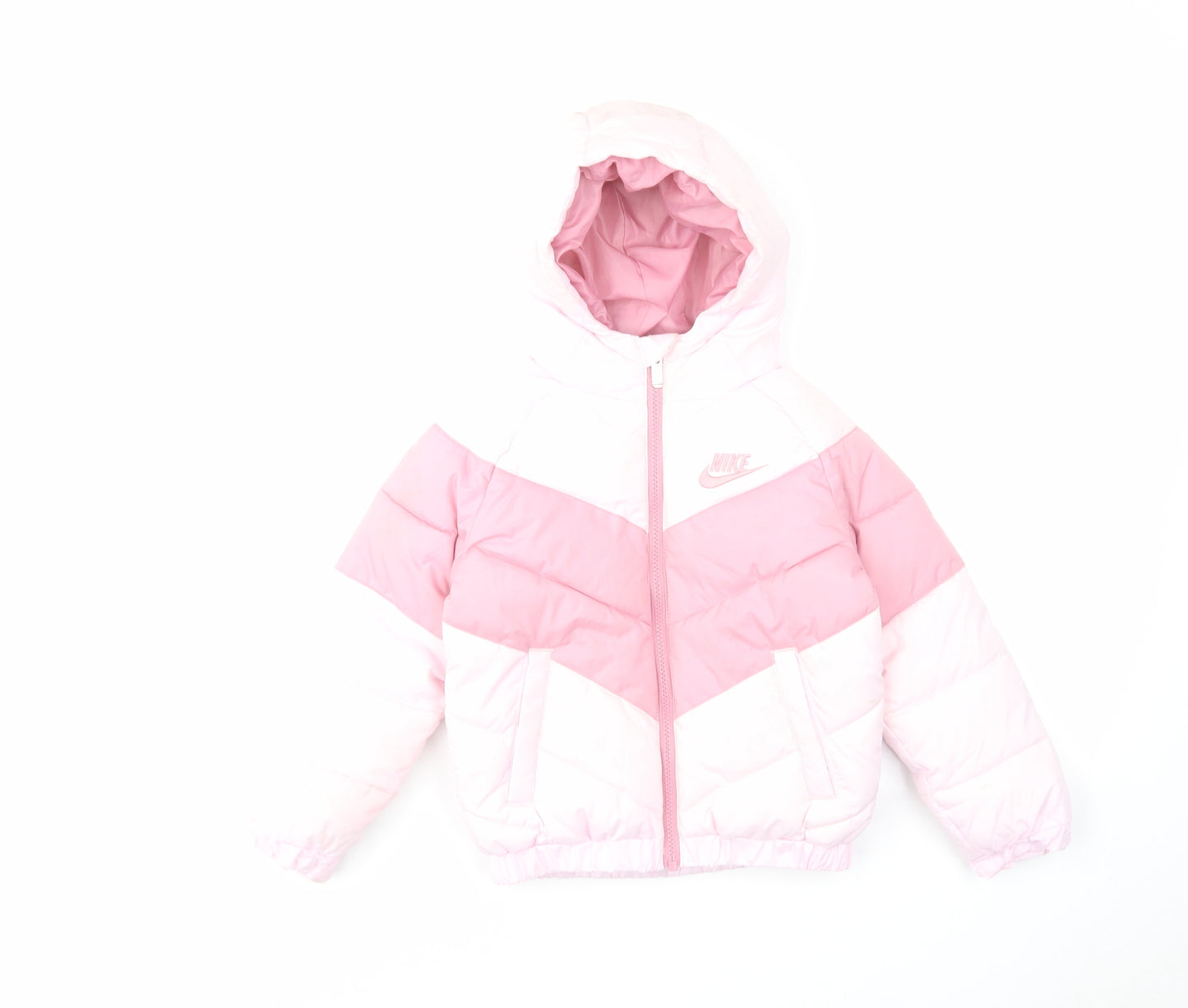 Nike Girls Pink Basic Coat Coat Size 3-4 Years Zip