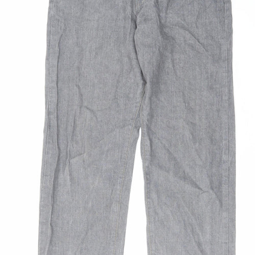 River Island Mens Grey Cotton Straight Jeans Size 32 in L30 in Regular Zip