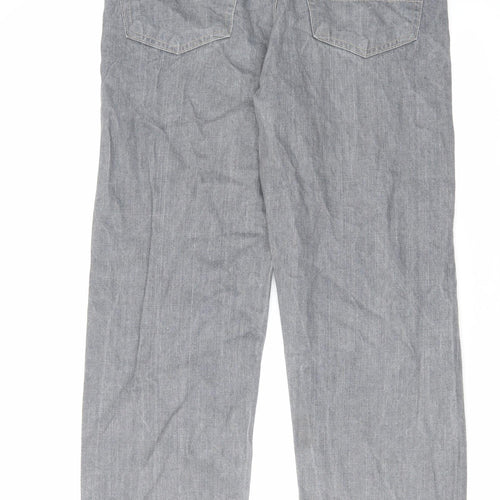 River Island Mens Grey Cotton Straight Jeans Size 32 in L30 in Regular Zip