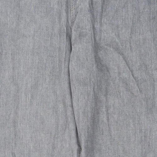 River Island Mens Grey Cotton Straight Jeans Size 32 in L30 in Regular Zip
