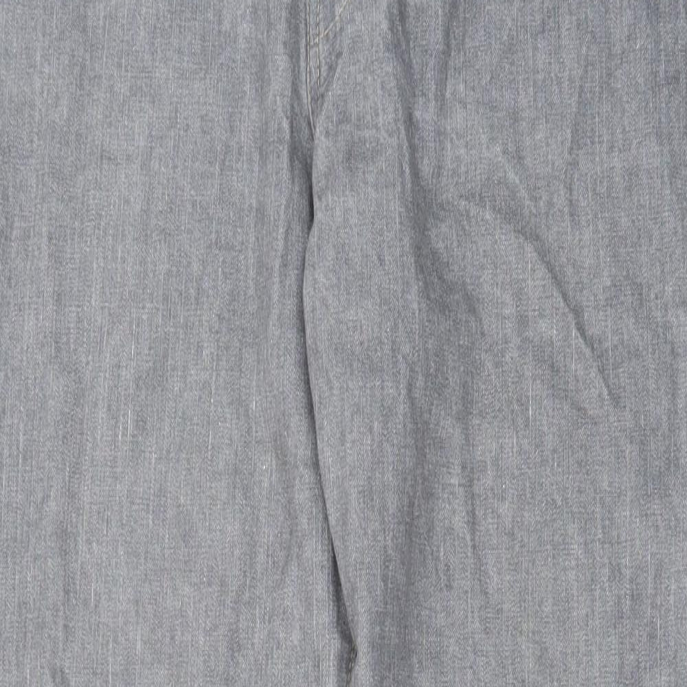 River Island Mens Grey Cotton Straight Jeans Size 32 in L30 in Regular Zip