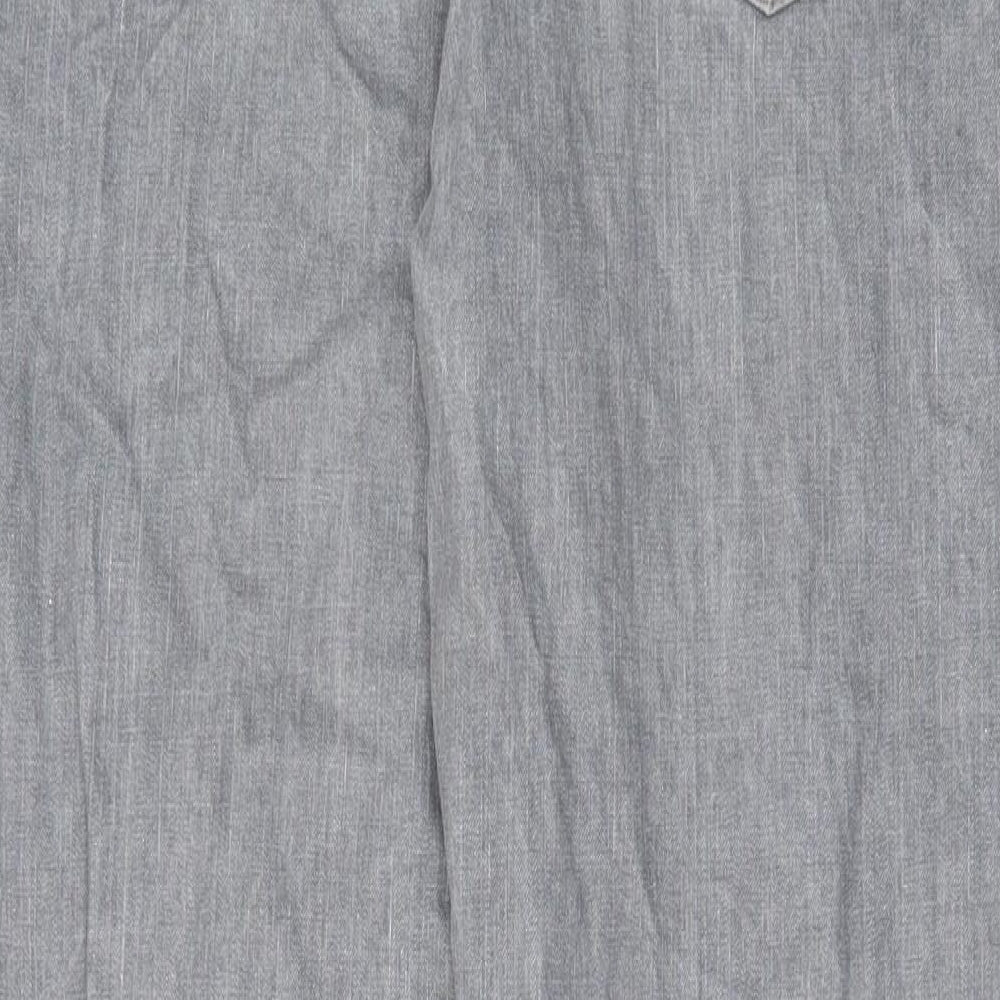 River Island Mens Grey Cotton Straight Jeans Size 32 in L30 in Regular Zip