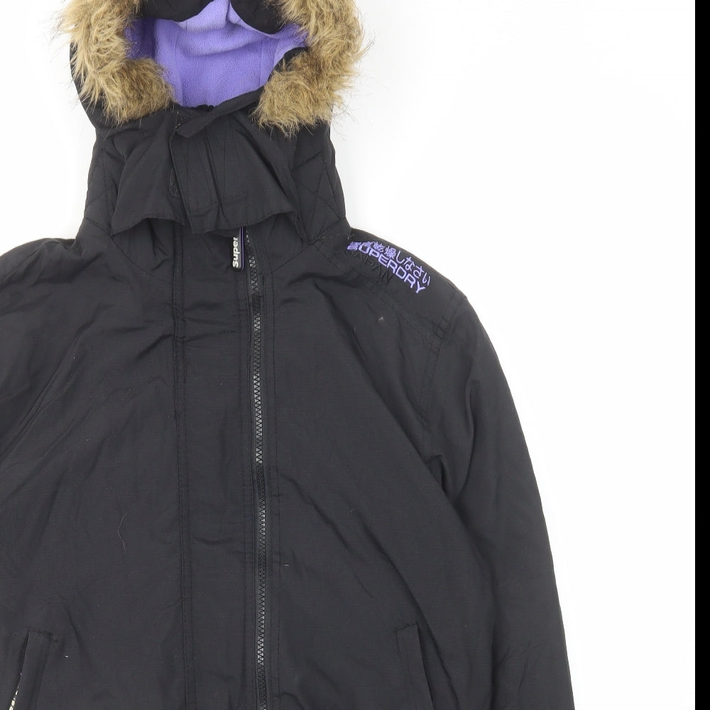 Superdry Womens Black Windbreaker Jacket Size XL Zip
