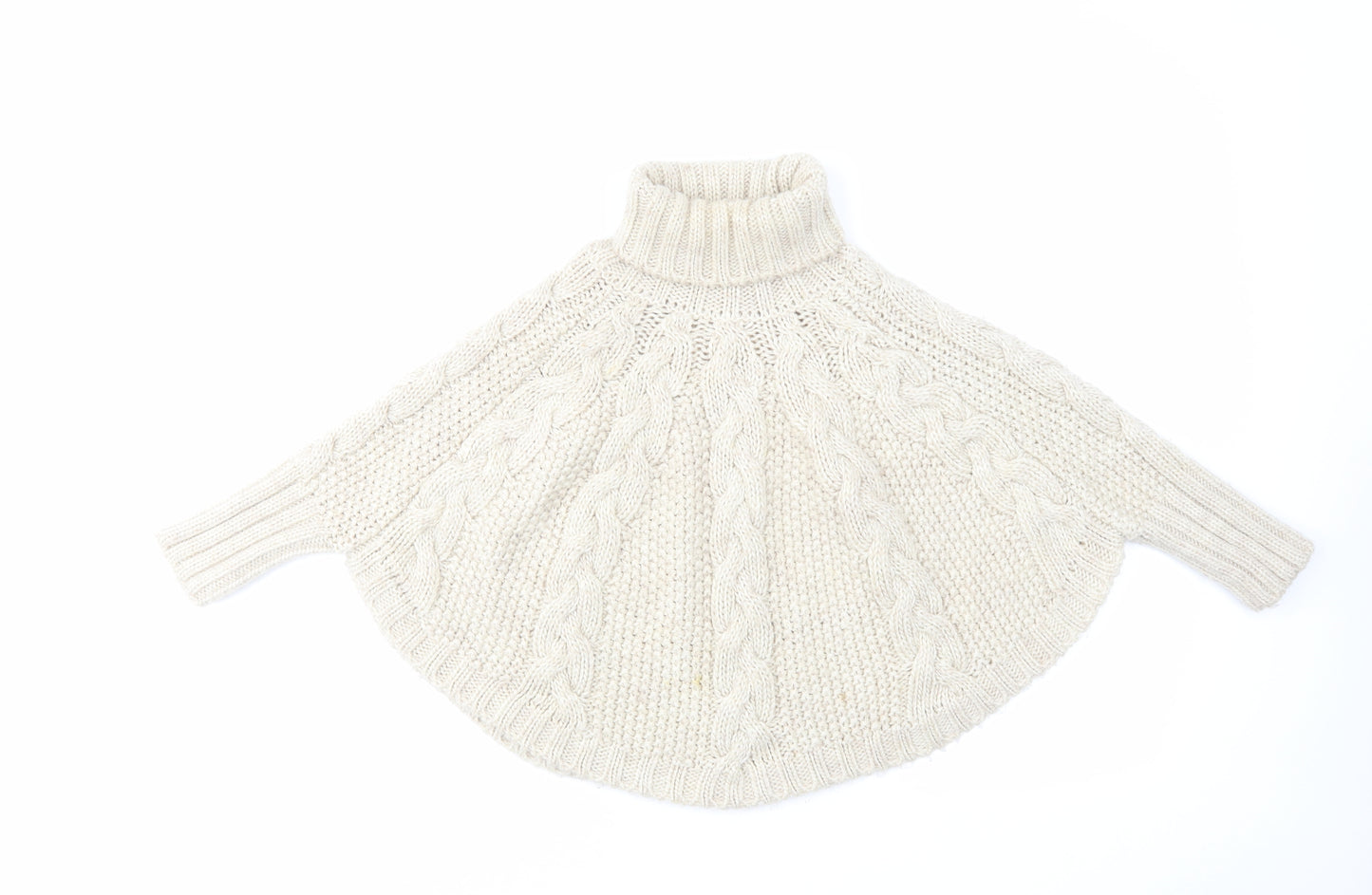 NEXT Girls Beige Roll Neck Acrylic Pullover Jumper Size 7-8 Years Pullover
