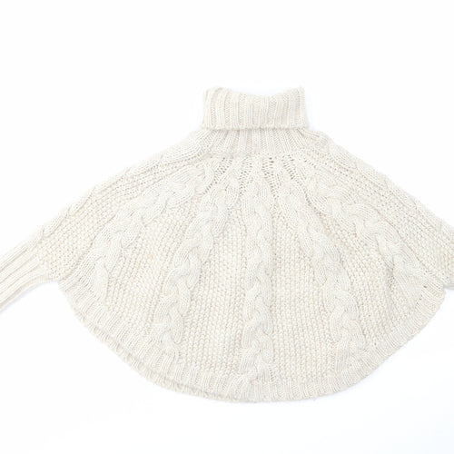 NEXT Girls Beige Roll Neck Acrylic Pullover Jumper Size 7-8 Years Pullover