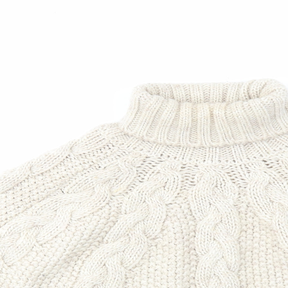 NEXT Girls Beige Roll Neck Acrylic Pullover Jumper Size 7-8 Years Pullover