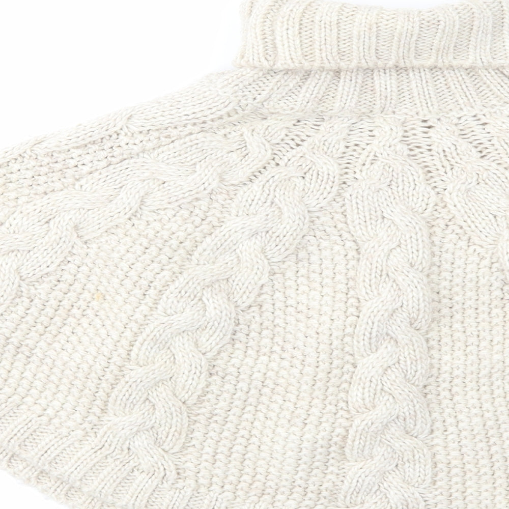 NEXT Girls Beige Roll Neck Acrylic Pullover Jumper Size 7-8 Years Pullover