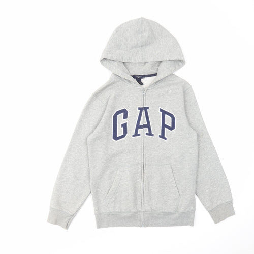 Gap Boys Grey Cotton Full Zip Hoodie Size 10-11 Years Zip
