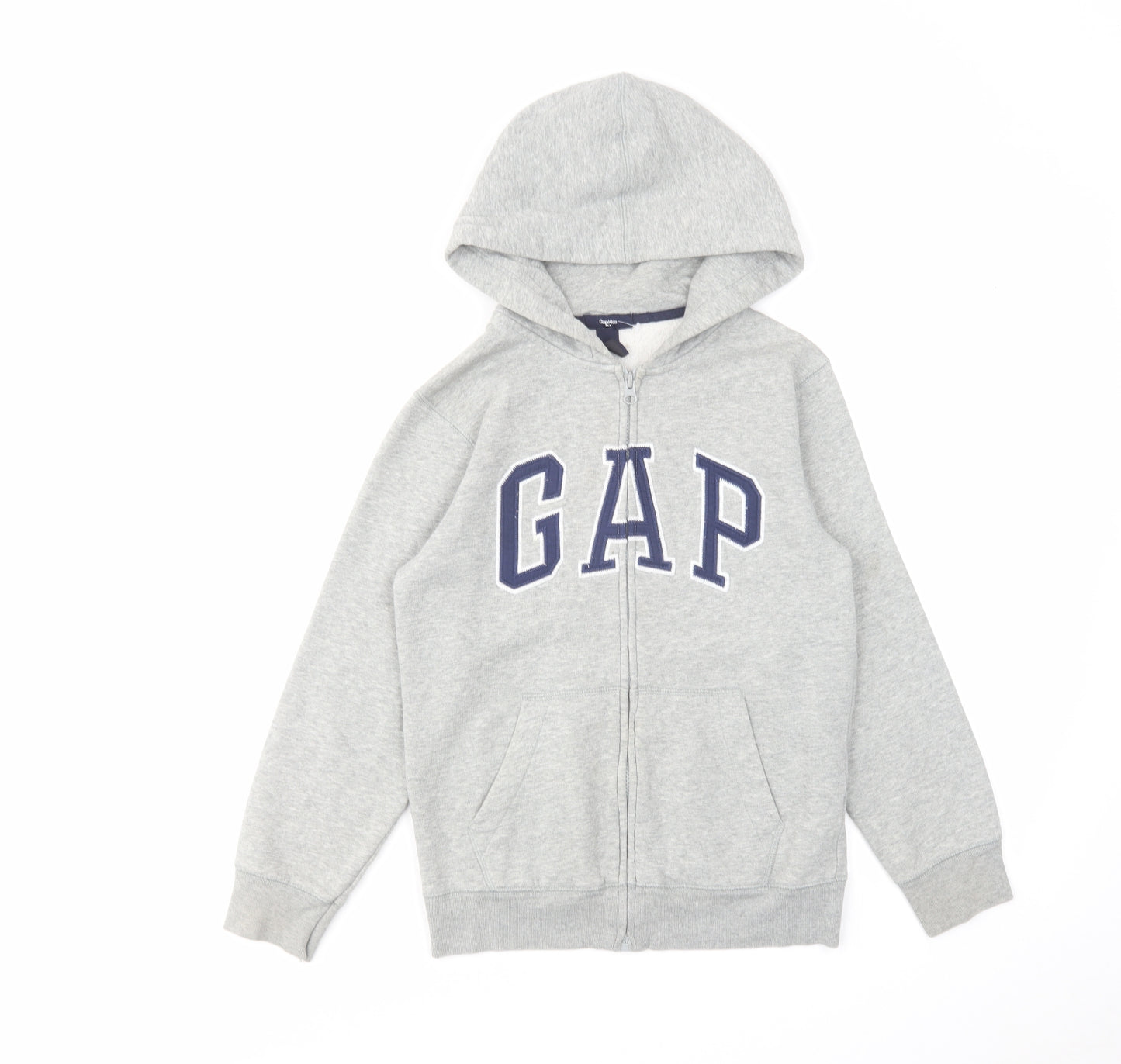 Gap Boys Grey Cotton Full Zip Hoodie Size 10-11 Years Zip