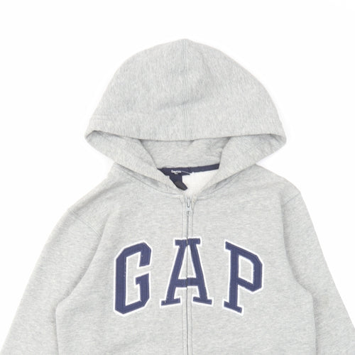 Gap Boys Grey Cotton Full Zip Hoodie Size 10-11 Years Zip