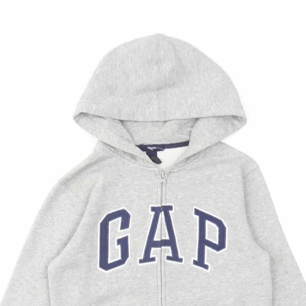 Gap Boys Grey Cotton Full Zip Hoodie Size 10-11 Years Zip