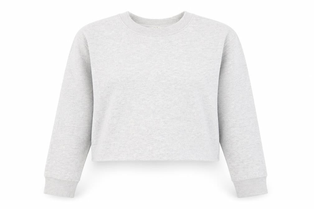 Front view of Miss Selfridge women’s grey cotton pullover sweatshirt, size UK 6, pullover