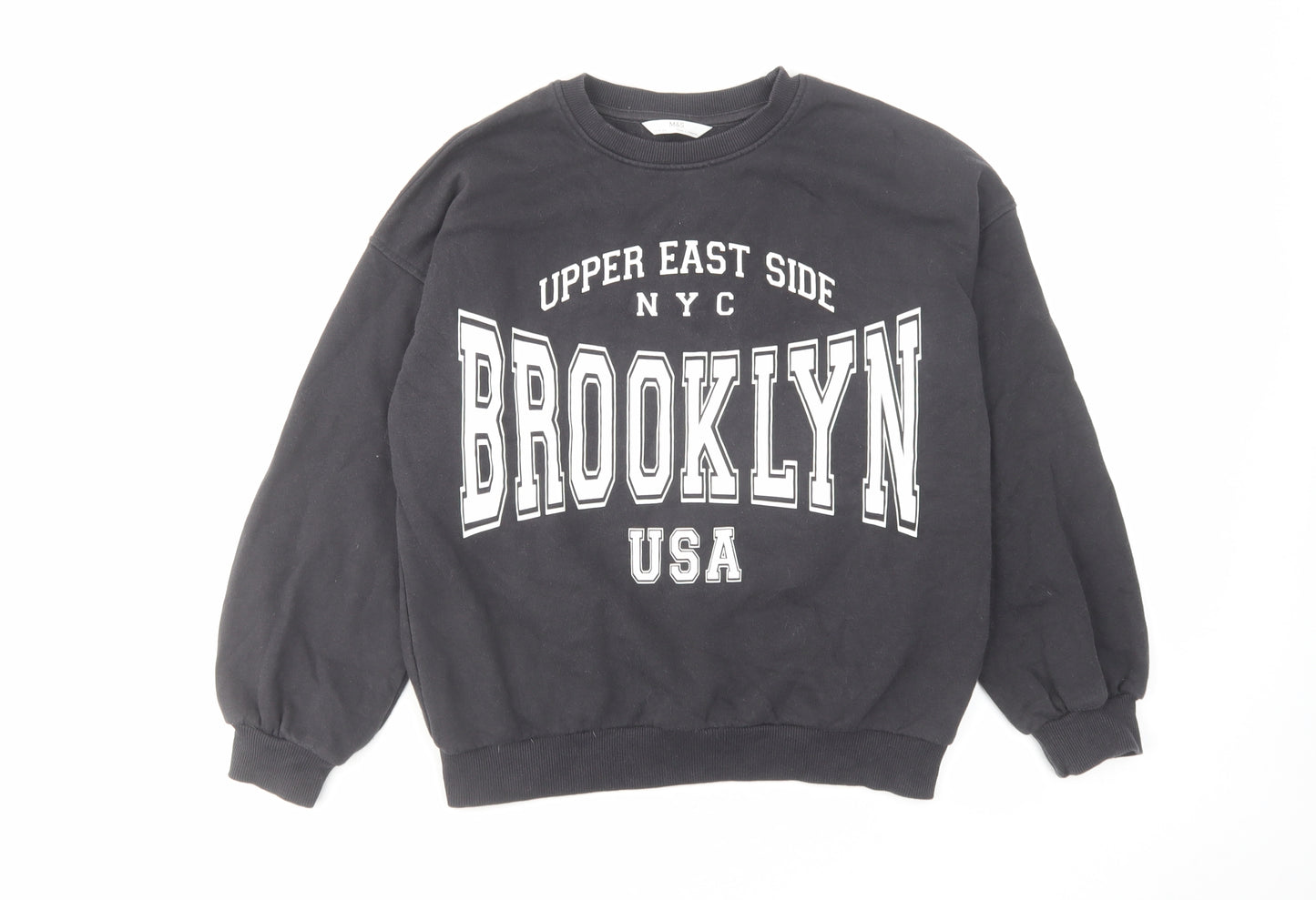 Marks and Spencer Boys Grey Cotton Pullover Sweatshirt Size 11-12 Years Pullover - Brooklyn USA