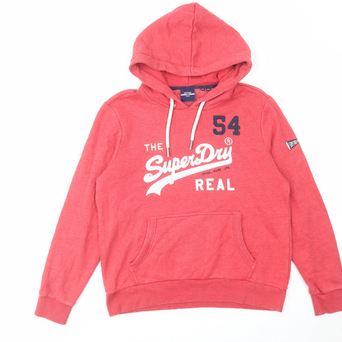 Superdry Womens Pink Cotton Pullover Hoodie Size 16 Pullover