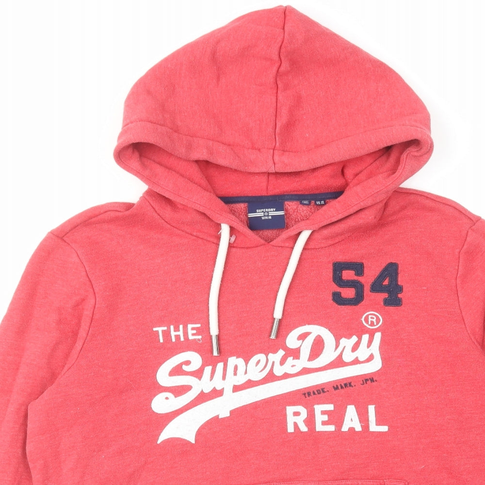 Superdry Womens Pink Cotton Pullover Hoodie Size 16 Pullover