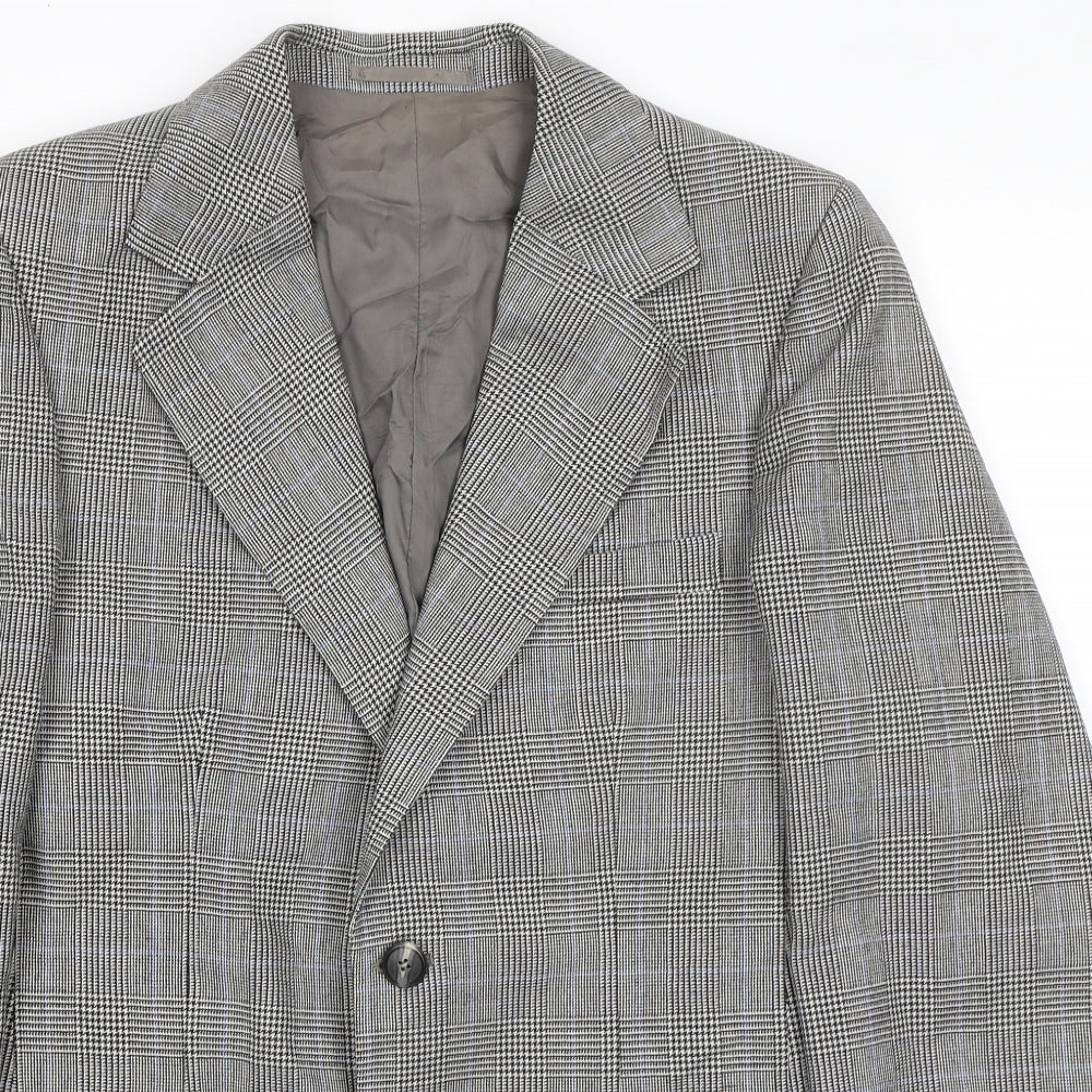 DARKS JERMYN STREET Mens Grey Plaid Wool Jacket Blazer Size 44 Regular
