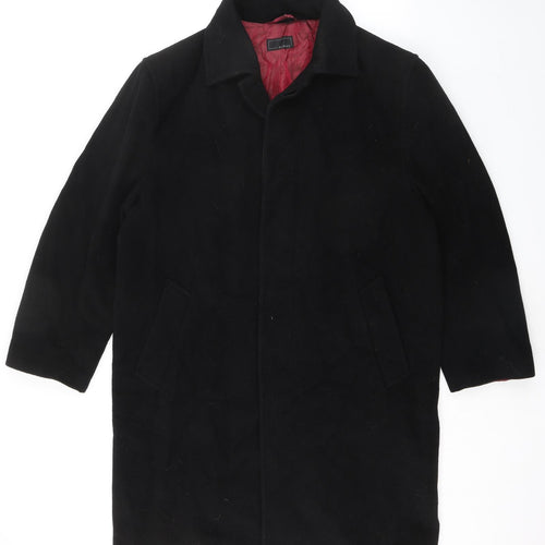 Blakes Mens Black Overcoat Coat Size M Button