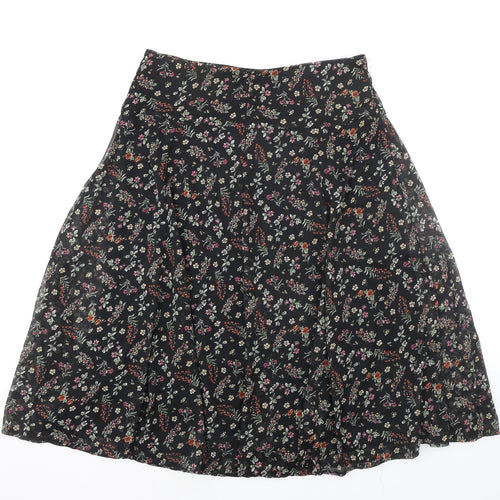 Ambria Womens Black Floral Polyester Peasant Skirt Size 18 Zip