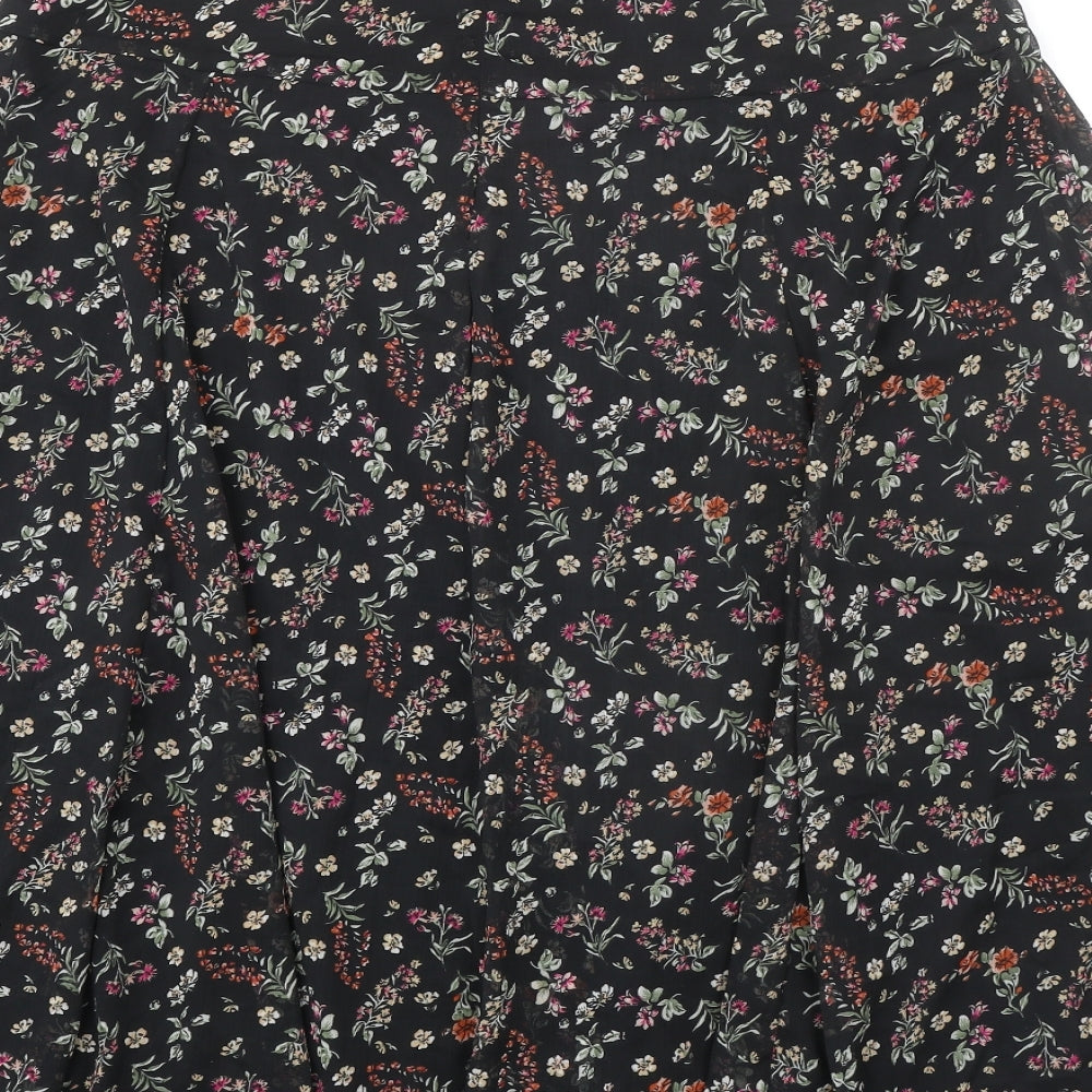 Ambria Womens Black Floral Polyester Peasant Skirt Size 18 Zip