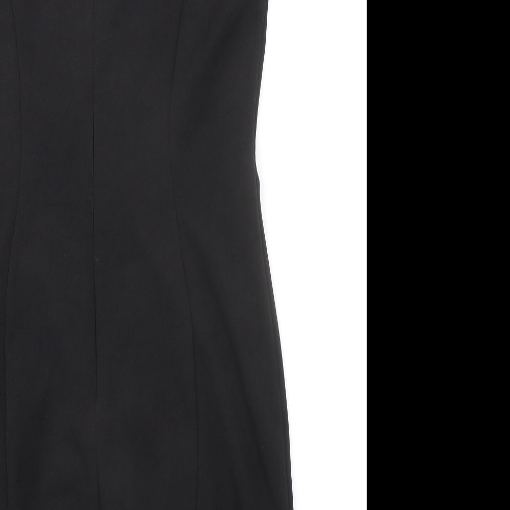 Wallis Womens Black Polyester Shift Size 14 Boat Neck Zip - Lace Detail