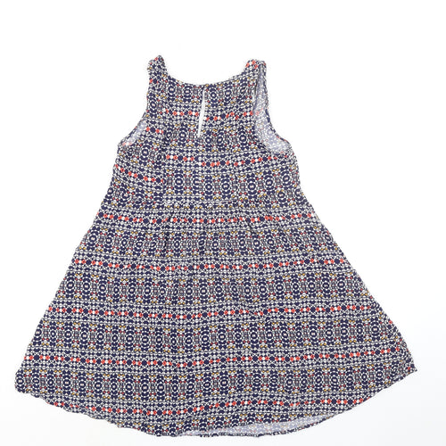 H&M Womens Multicoloured Geometric Viscose Tank Dress Size 4 Scoop Neck Pullover