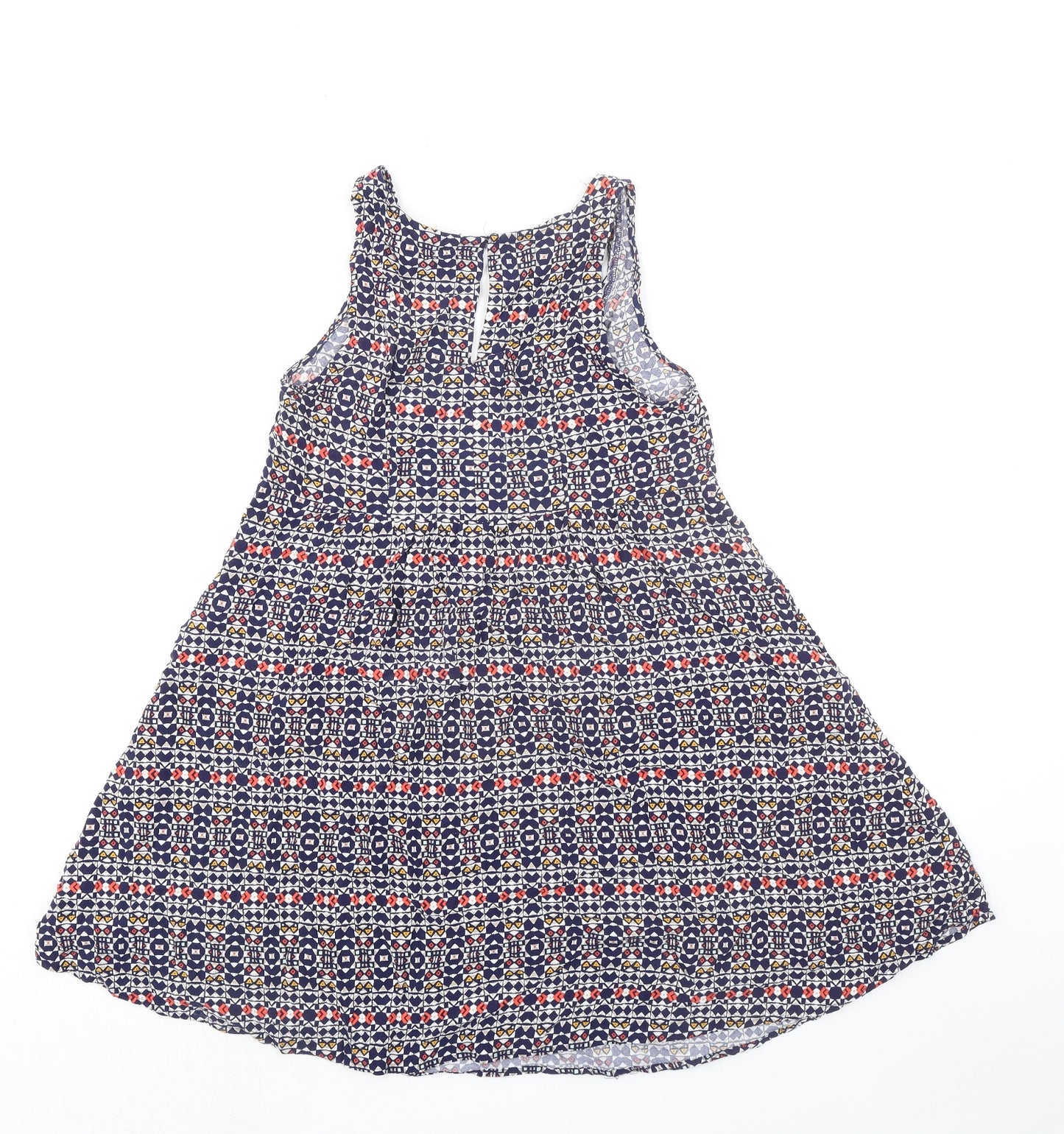 H&M Womens Multicoloured Geometric Viscose Tank Dress Size 4 Scoop Neck Pullover