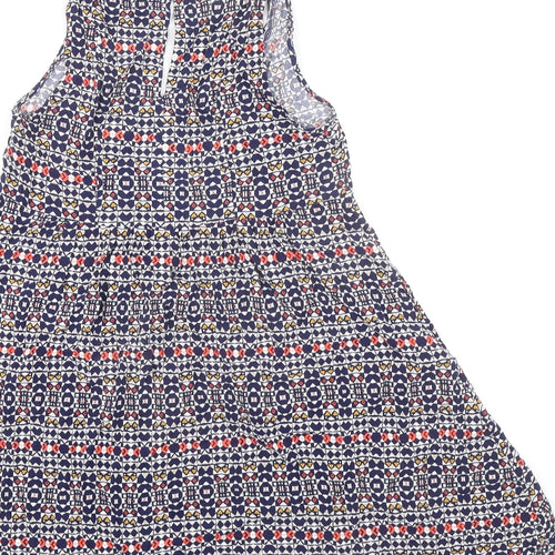 H&M Womens Multicoloured Geometric Viscose Tank Dress Size 4 Scoop Neck Pullover