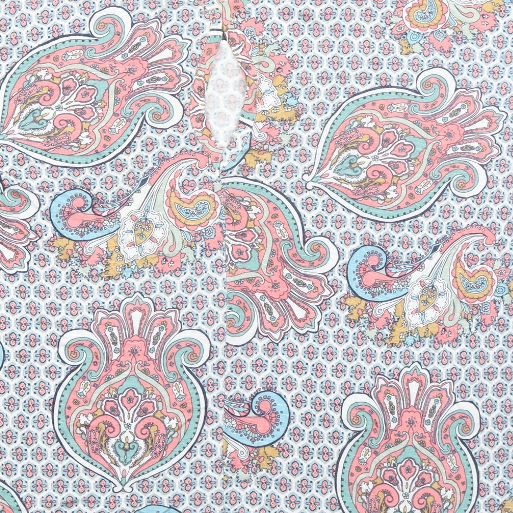 Marks & Spencer Womens Multicoloured Paisley Viscose Basic T-Shirt Size 14 Crew Neck