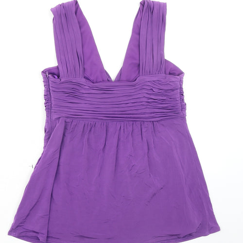 Ted Baker Womens Purple Acetate Basic Blouse Size 4 V-Neck