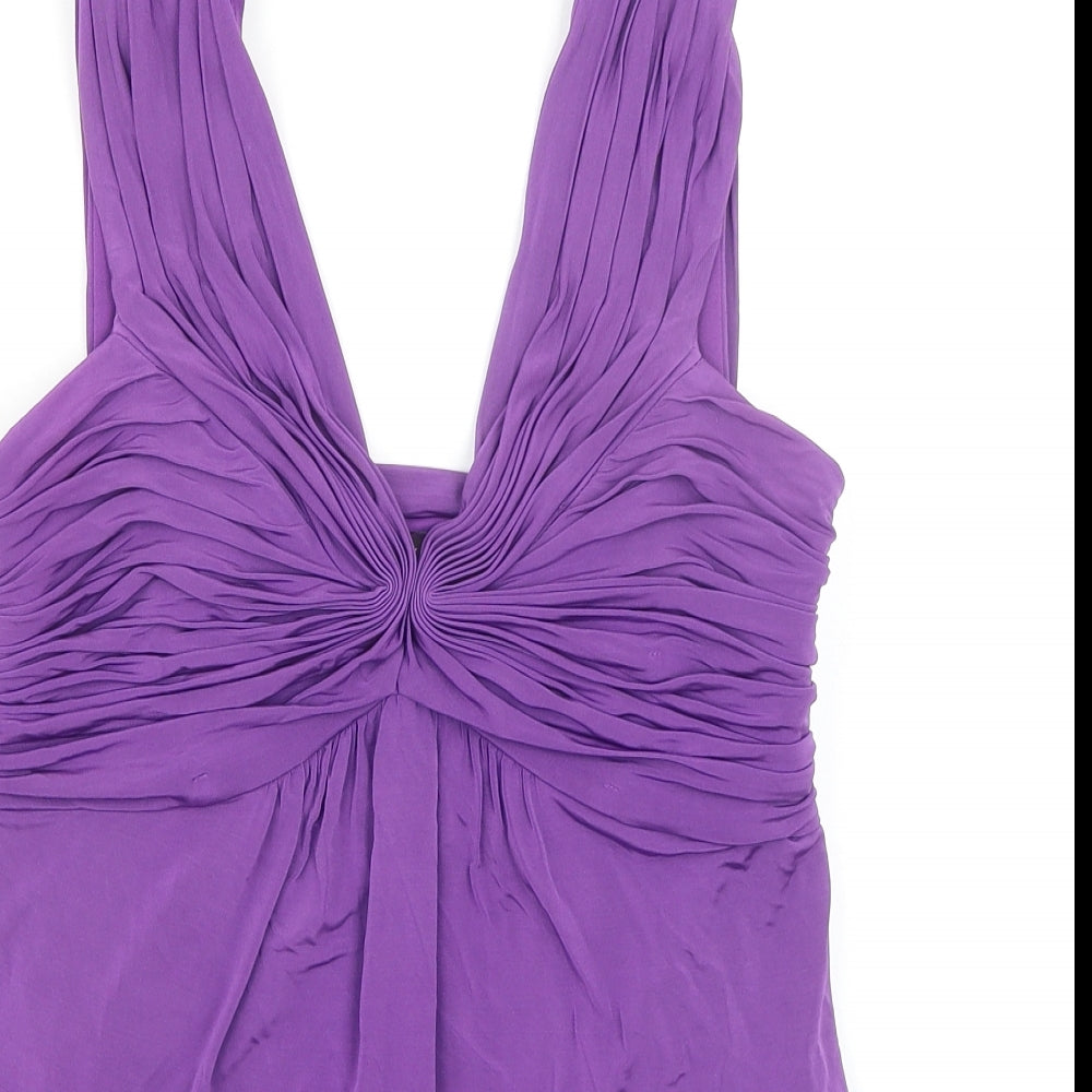Ted Baker Womens Purple Acetate Basic Blouse Size 4 V-Neck