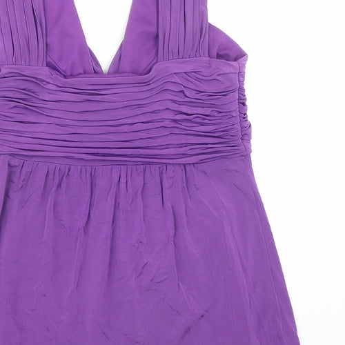 Ted Baker Womens Purple Acetate Basic Blouse Size 4 V-Neck
