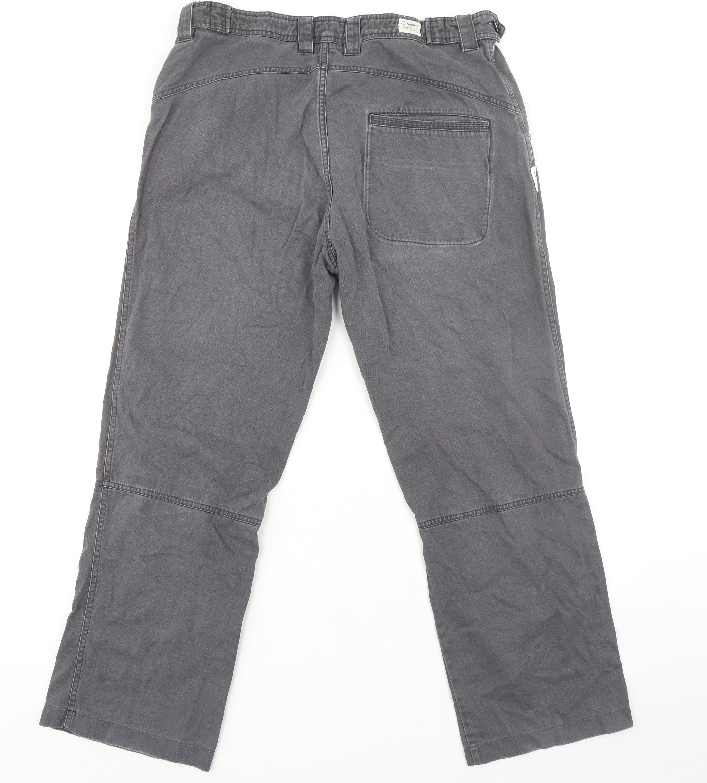 Berghaus Mens Grey Cotton Trousers Size 34 in L29 in Regular Button
