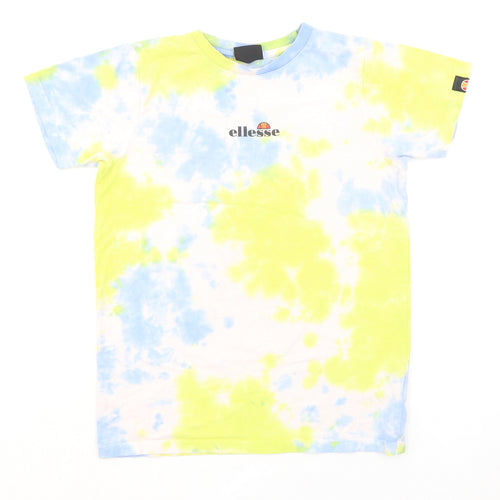 ellesse Womens Multicoloured Geometric 100% Cotton Basic T-Shirt Size 12 Round Neck - Tie Dye Effect