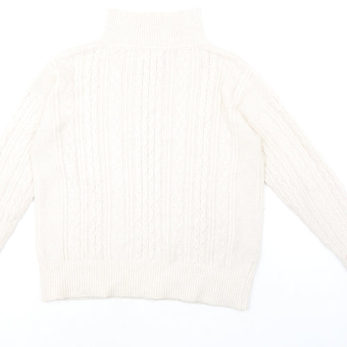 Fat Face Womens Ivory High Neck Polyester Henley Jumper Size 14