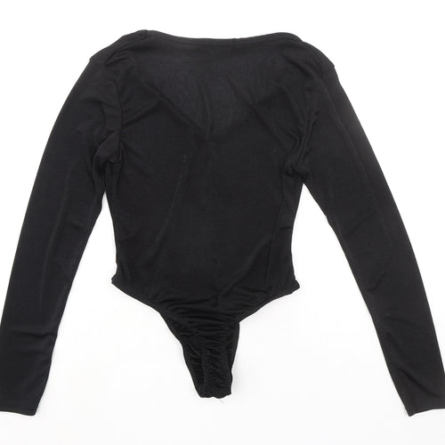 Boohoo Womens Black Polyester Bodysuit One-Piece Size 12 Snap