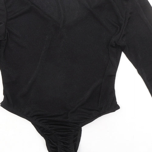 Boohoo Womens Black Polyester Bodysuit One-Piece Size 12 Snap