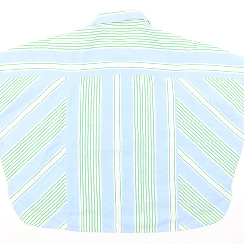Topshop Womens Blue Striped 100% Cotton Basic Button-Up Size 8 Collared