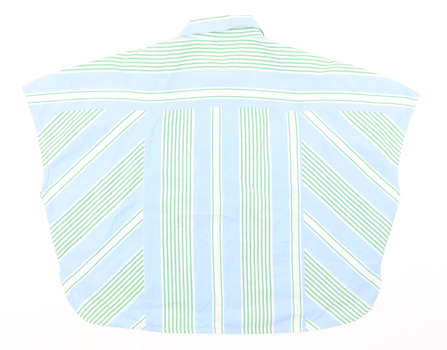 Topshop Womens Blue Striped 100% Cotton Basic Button-Up Size 8 Collared