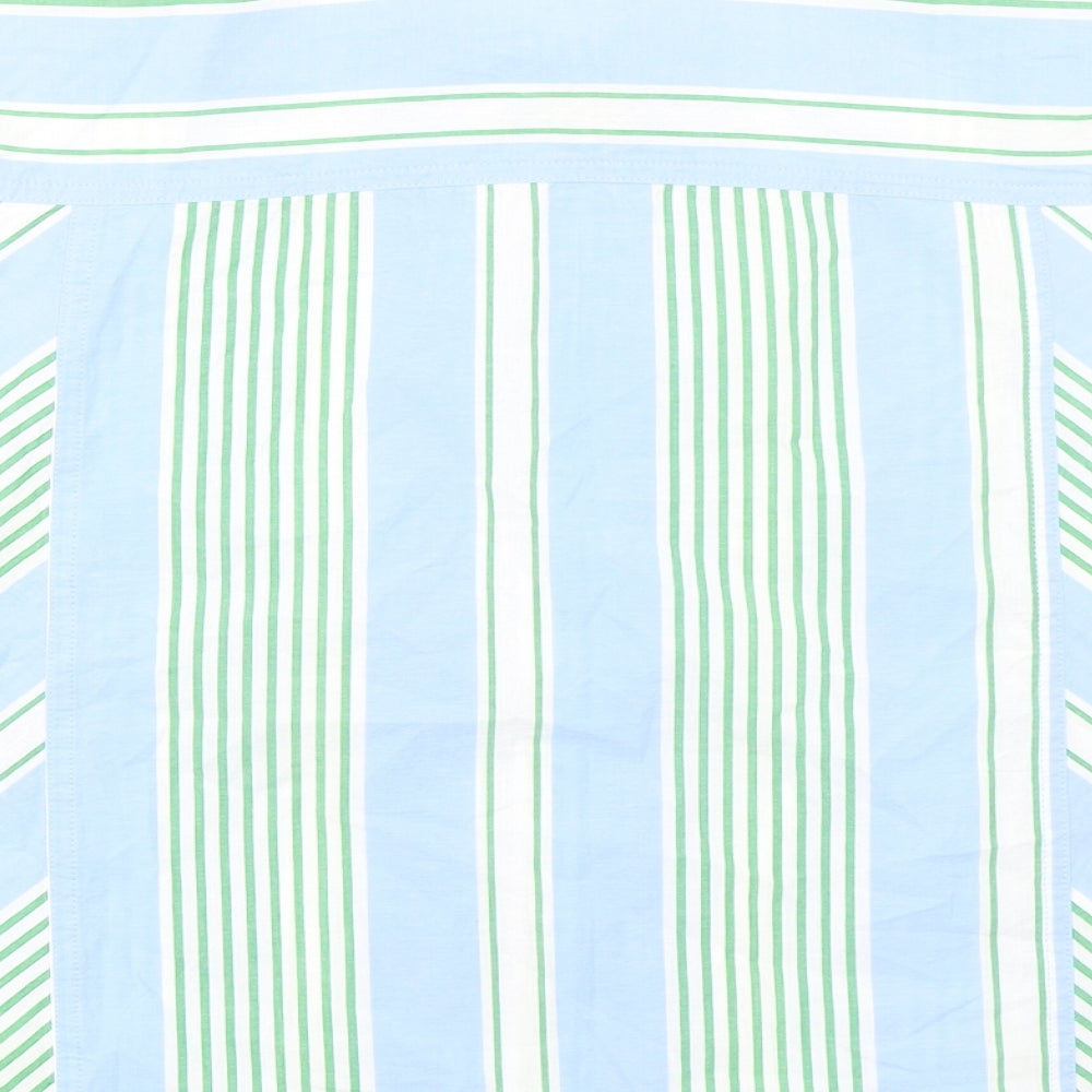 Topshop Womens Blue Striped 100% Cotton Basic Button-Up Size 8 Collared