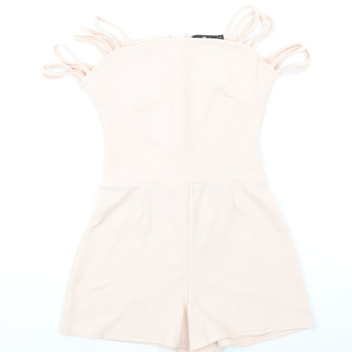 Daisy Street Womens Pink Polyester Playsuit One-Piece Size M Zip