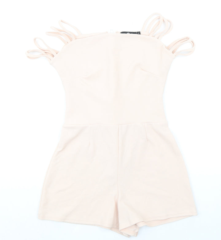 Daisy Street Womens Pink Polyester Playsuit One-Piece Size M Zip