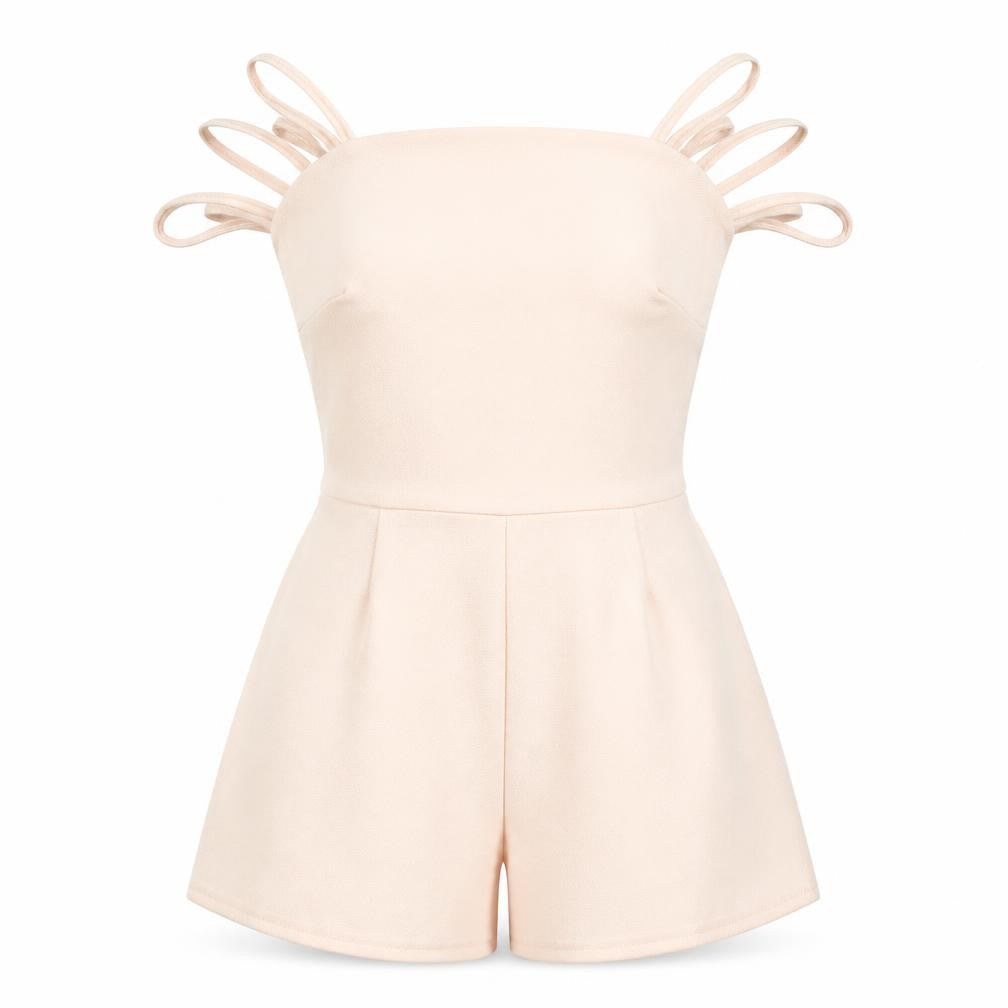Front view of Daisy Street women’s pink polyester playsuit one-piece, size M, zip