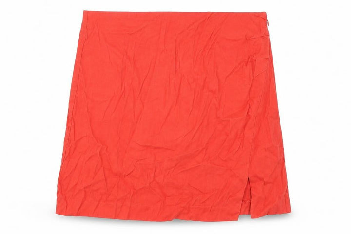Mango Womens Red Linen A-Line Skirt Size 2XL Zip
