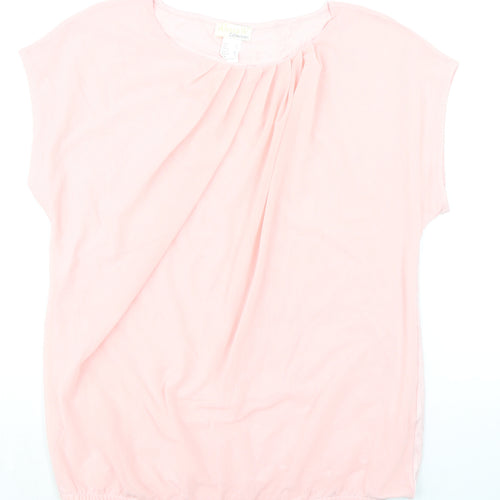 Alessa W Womens Pink Viscose Basic Blouse Size 14 Boat Neck