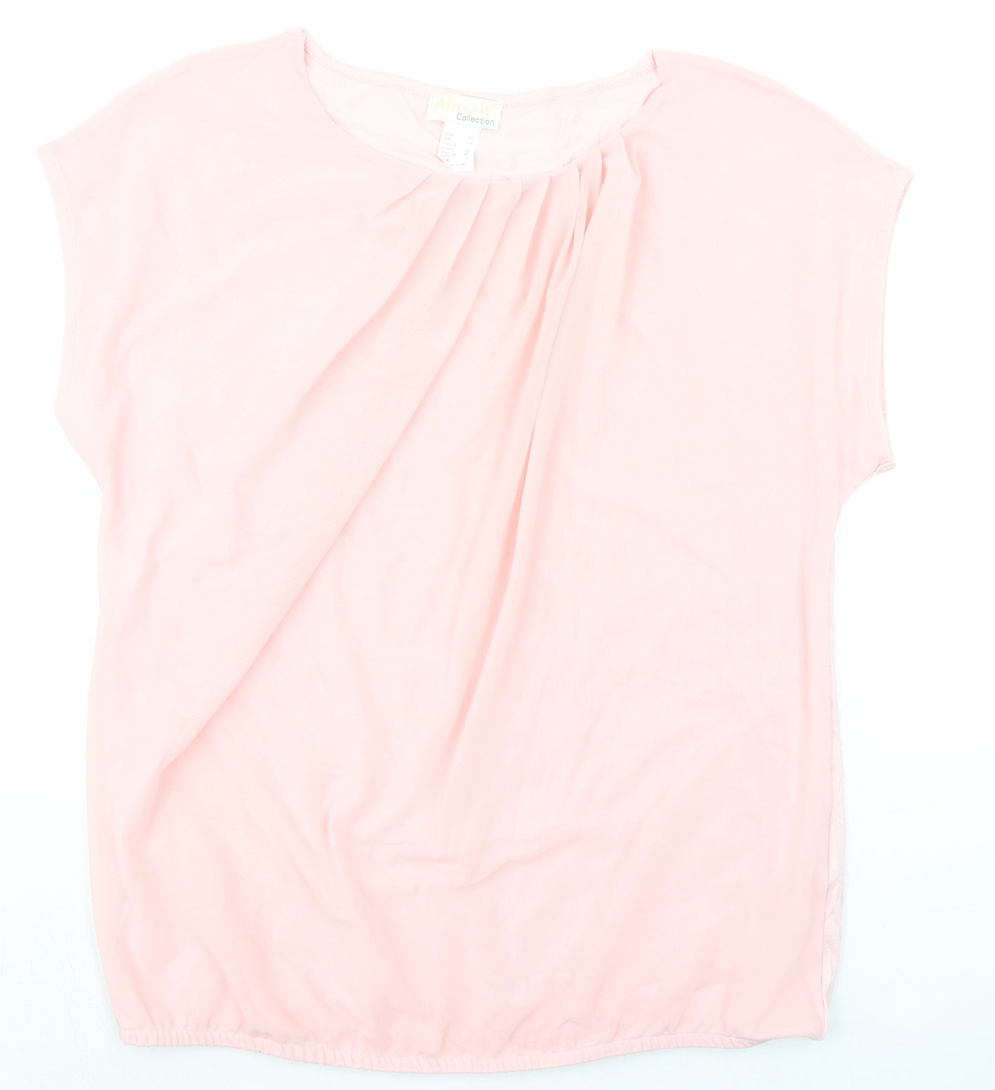 Alessa W Womens Pink Viscose Basic Blouse Size 14 Boat Neck