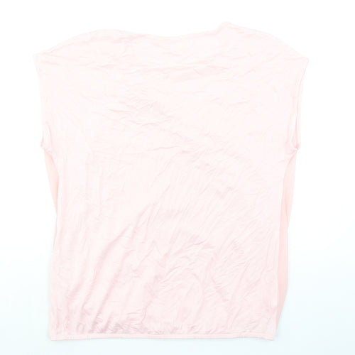 Alessa W Womens Pink Viscose Basic Blouse Size 14 Boat Neck