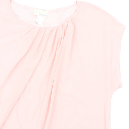 Alessa W Womens Pink Viscose Basic Blouse Size 14 Boat Neck