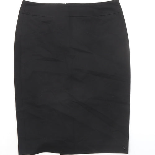 M-PREMIER Womens Black Rayon Straight & Pencil Skirt Size 10 Zip