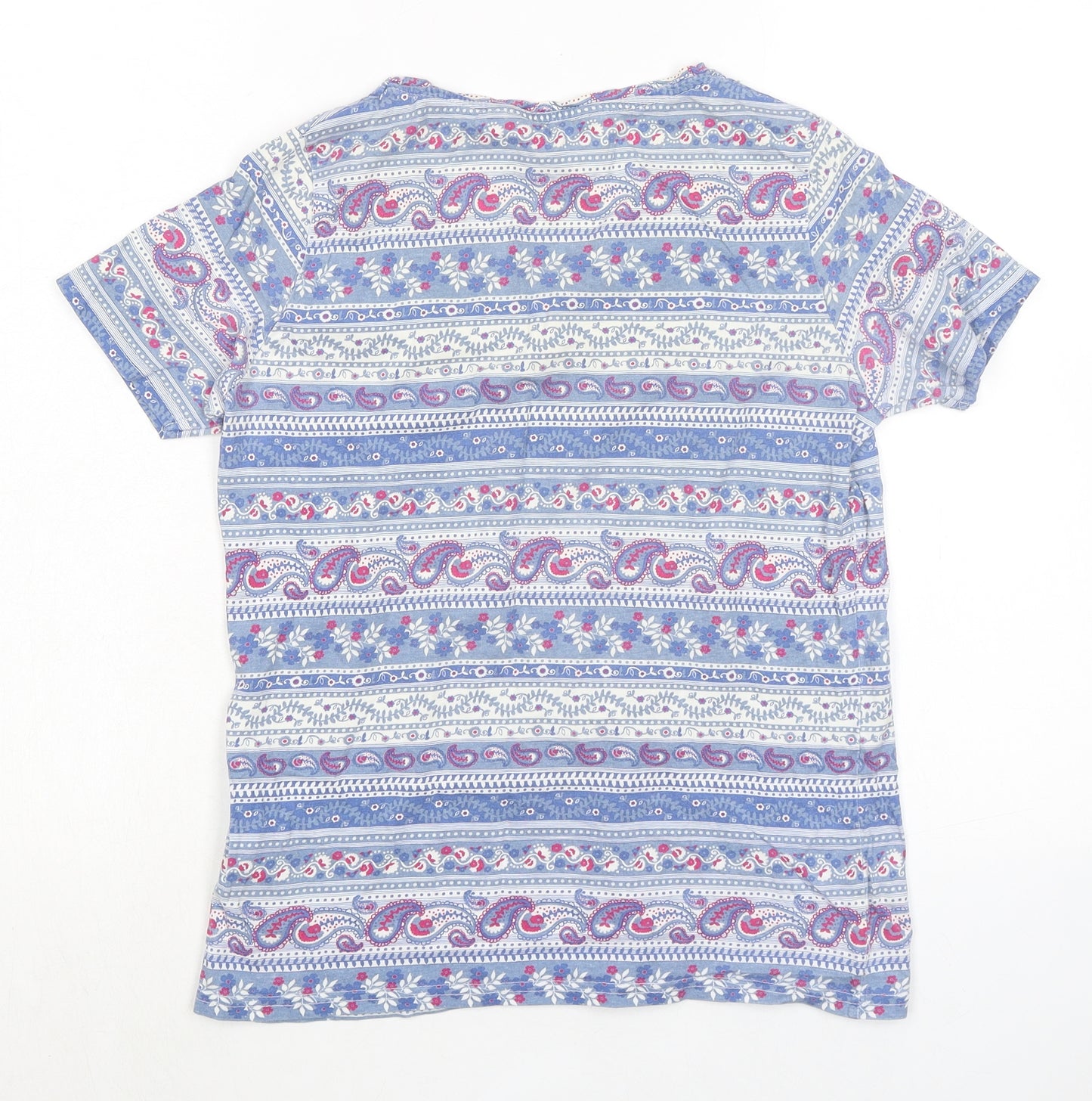 EWM Womens Multicoloured Paisley 100% Cotton Basic T-Shirt Size 10 V-Neck